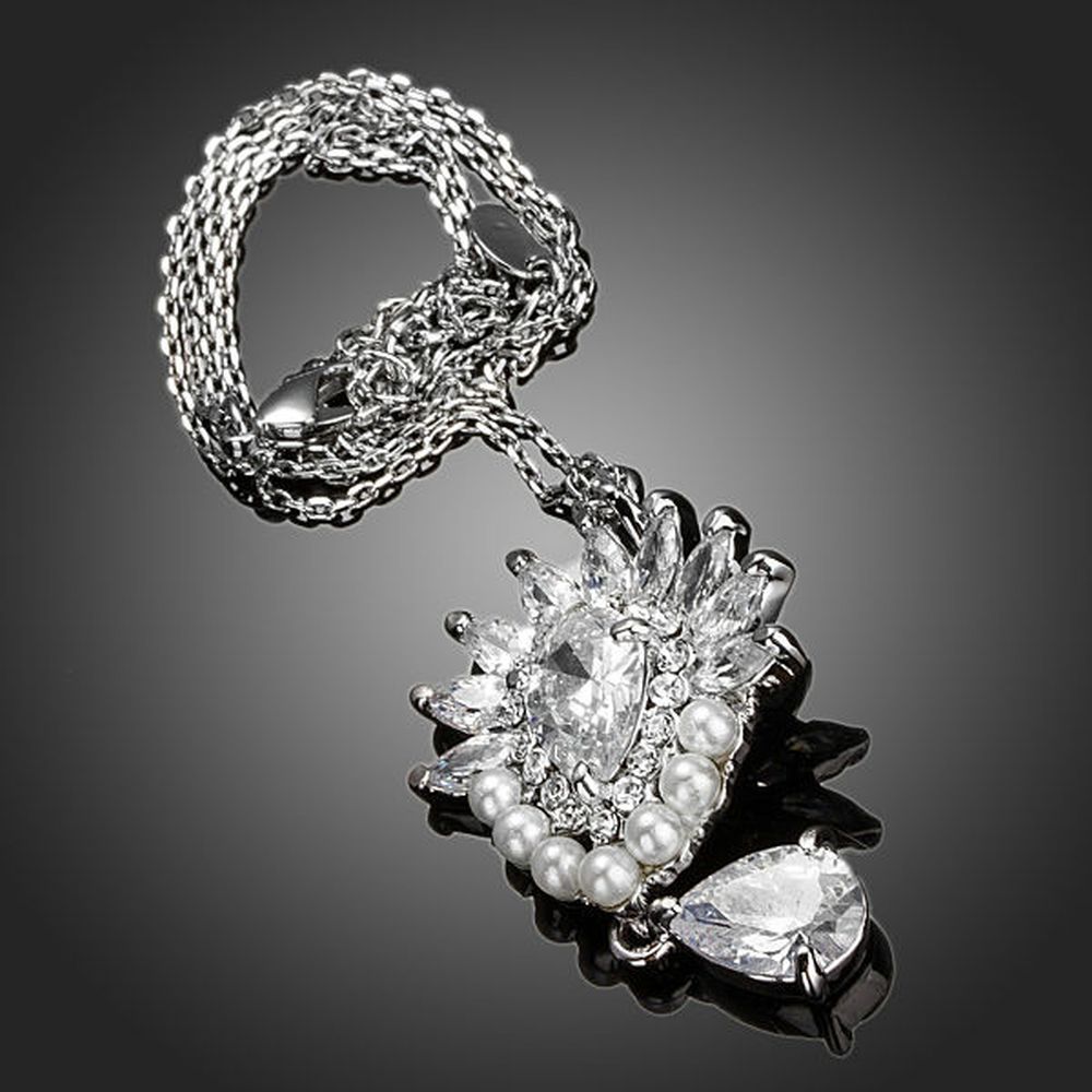 khaista pearl clear waterdrop cubic zirconia necklace kpn0135 image 4