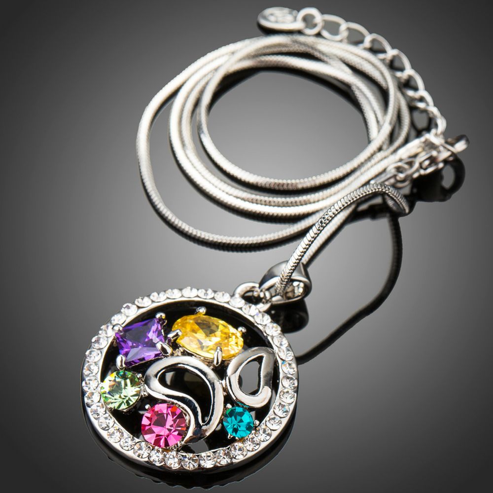 khaista multicolor cubic zirconia pendant necklace kpn0228 image 4