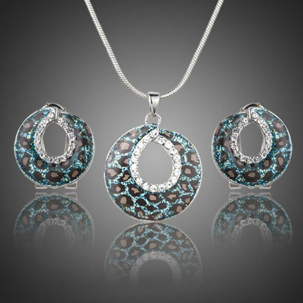 Khaista animal print crystal clip earrings pendant set