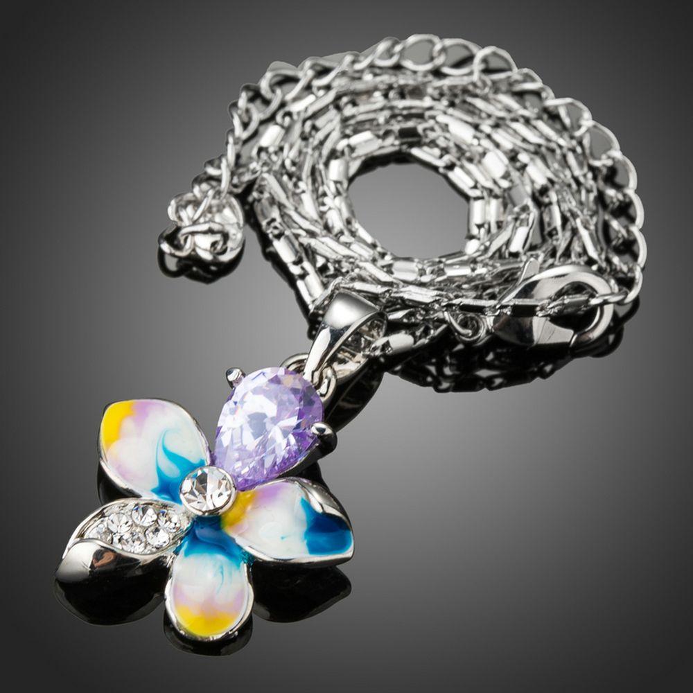 khaista artistic cubic zirconia flower necklace kjn0190 image 4