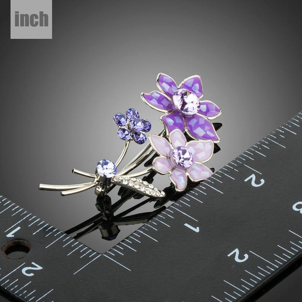 khaista artistic white gold violet flower brooch pin kbt0040 image 3