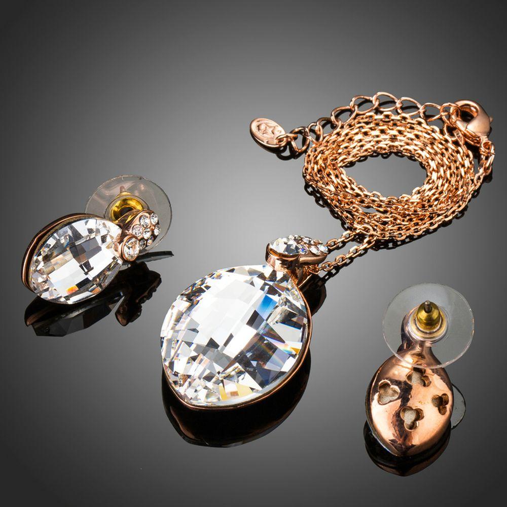 khaista big waterdrop clear austrian crystals earrings jewelry set image 4