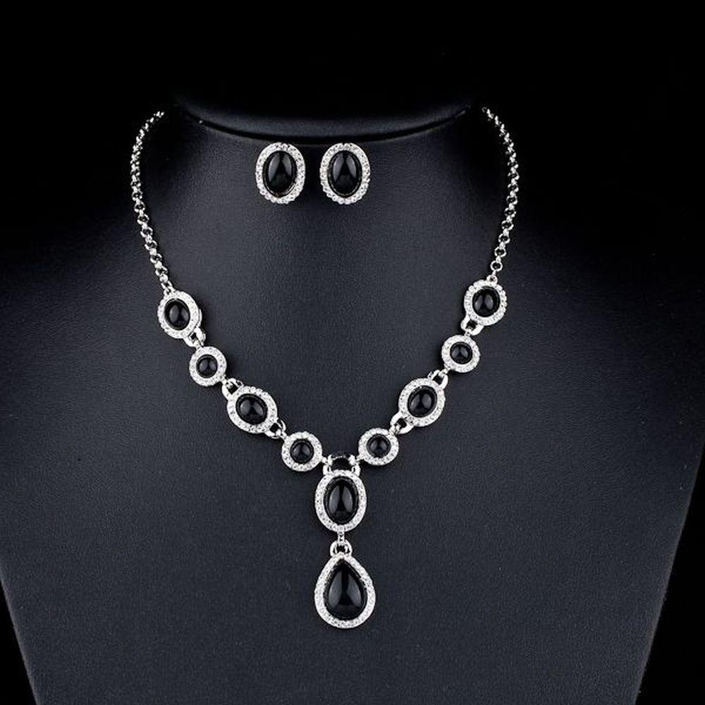 khaista black crystal jewelry set mjg0013 image 4