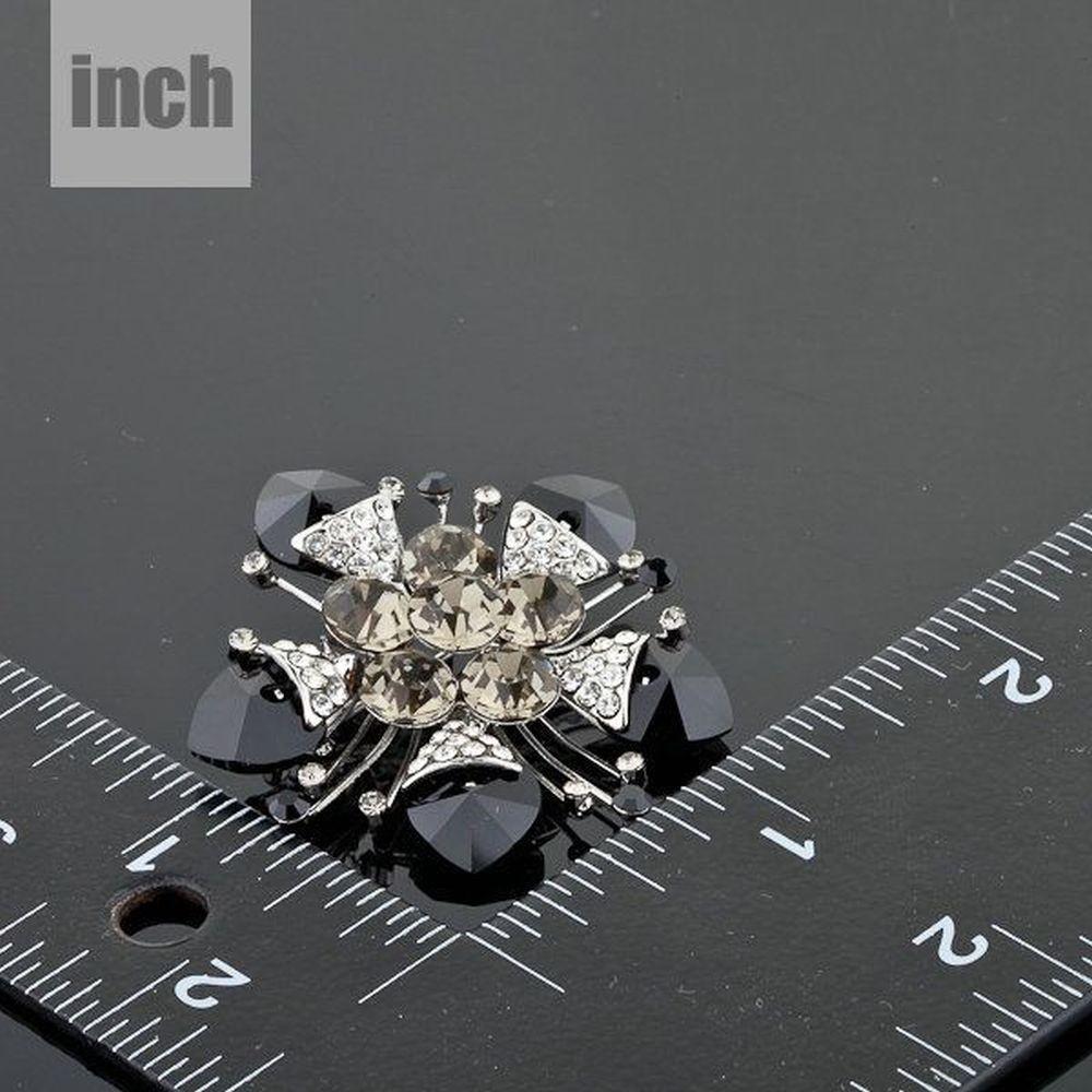 khaista black flower crystal brooch mj0002 image 3