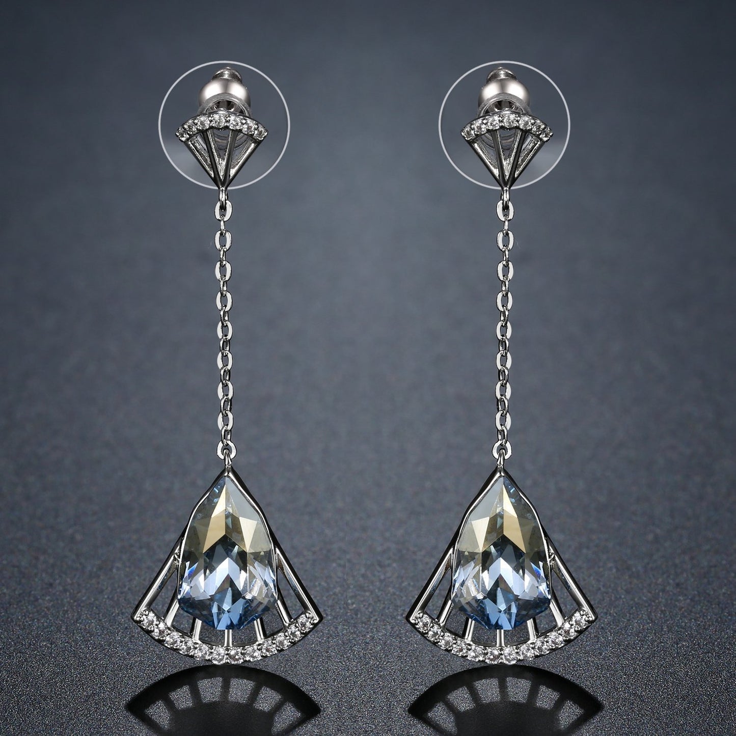 khaista blue austrian crystal drop earrings kpe0396 image 4