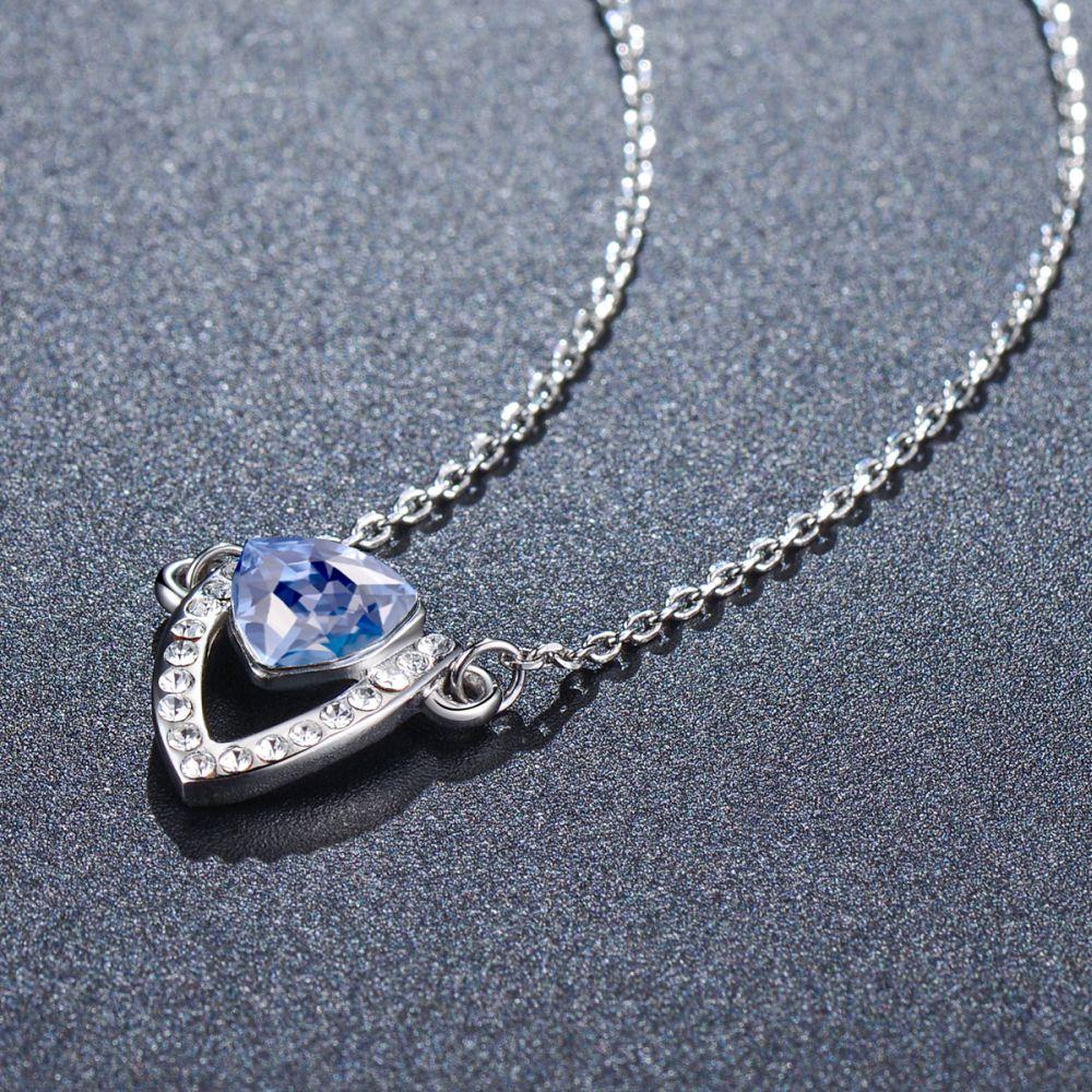 khaista blue austrian crystal stone shield design pendant necklace for women prn0250 image 5