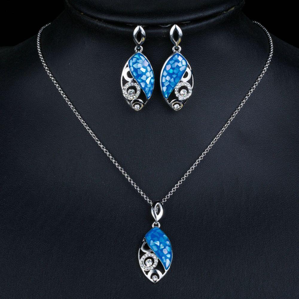khaista blue fish drop earrings necklace set mjj0170 image 4