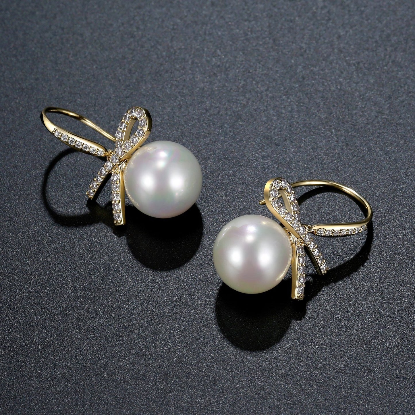 khaista bowknot pearl dangle drop earrings kpe0400 image 4