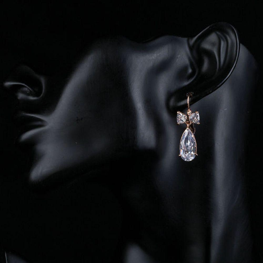 khaista bowknot tie cubic zirconia drop earrings mje0155 image 4