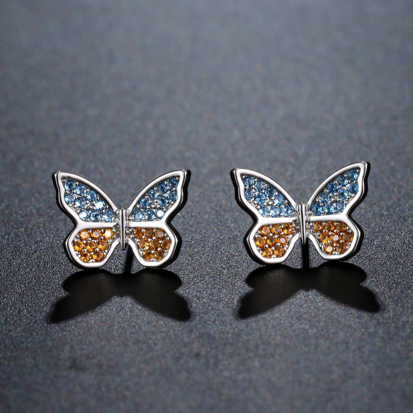 khaista butterfly cubic zircon stud earrings kpe0349 image 4