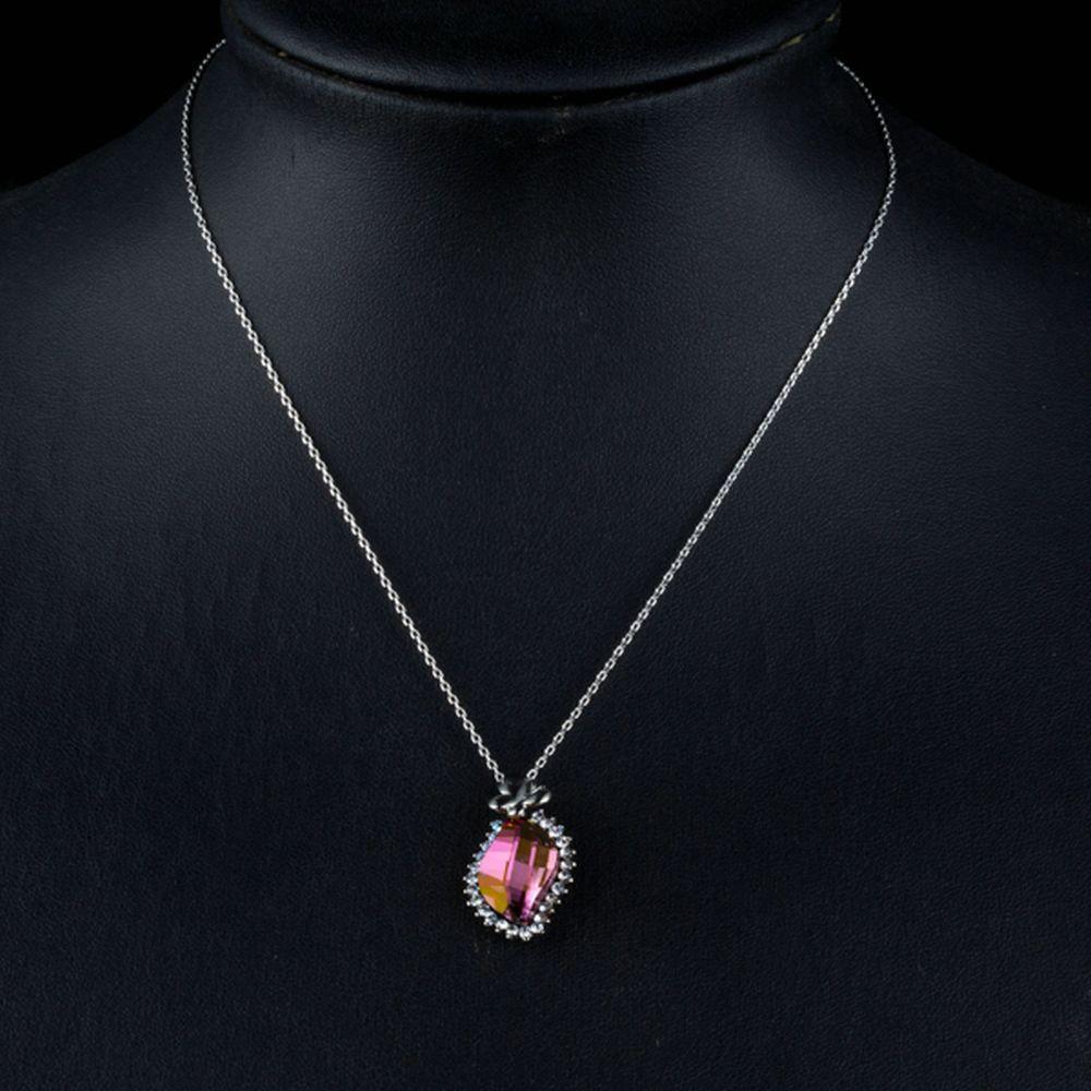 khaista butterfly on autumn leaf crystal pendant necklace kfr0176 image 4