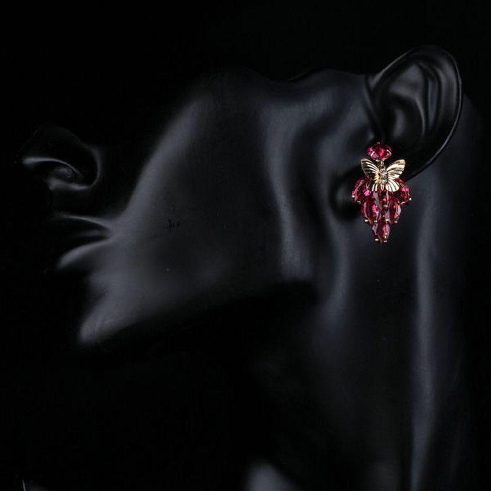 khaista butterfly on raspberry drop earrings kfr0100 image 4