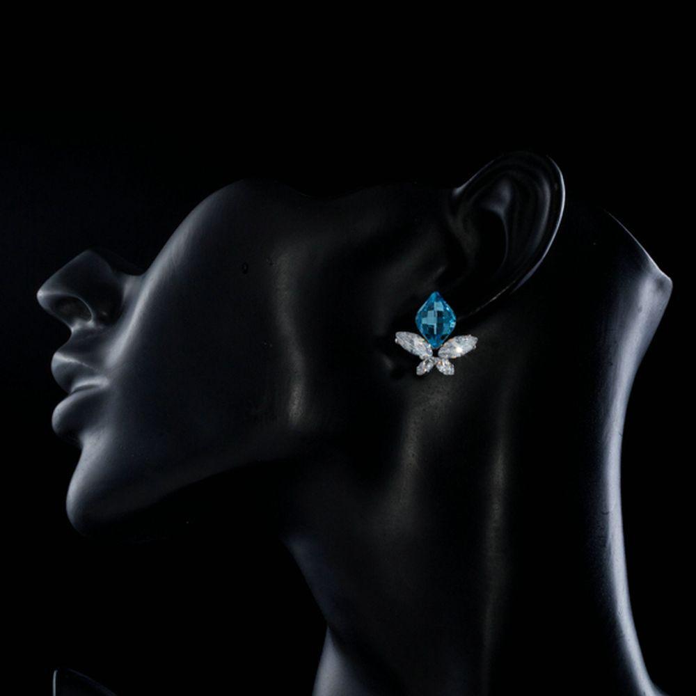 khaista butterfly with sea blue crystal stud earrings mje0264 image 4