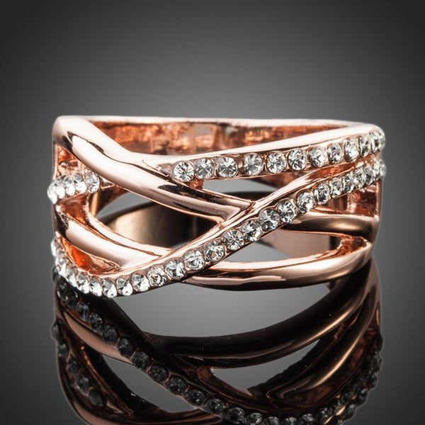 Premium luxury clear crystal stacking ring design displayed on a clean white background