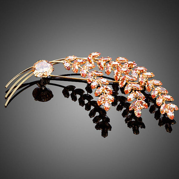 Khaista champagne bunch cubic zirconia brooch on white background