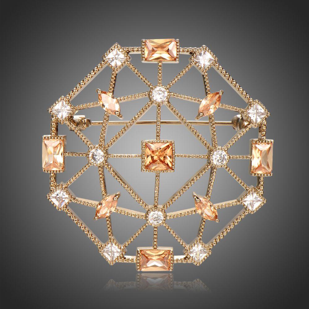 khaista champagne cubic zirconia universe collar pin brooch kfjb0111 image 5