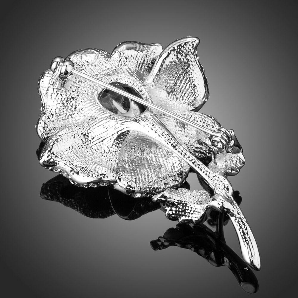 khaista clear cubic zirconia artistic leaf flower brooch image 3