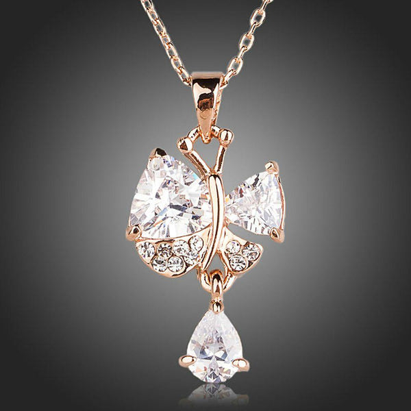 KHAISTA clear CZ pendant necklace on white background