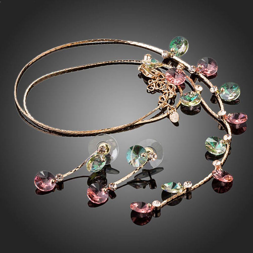 khaista colorful stellux austrian crystal drop earrings and necklace jewelry set image 4