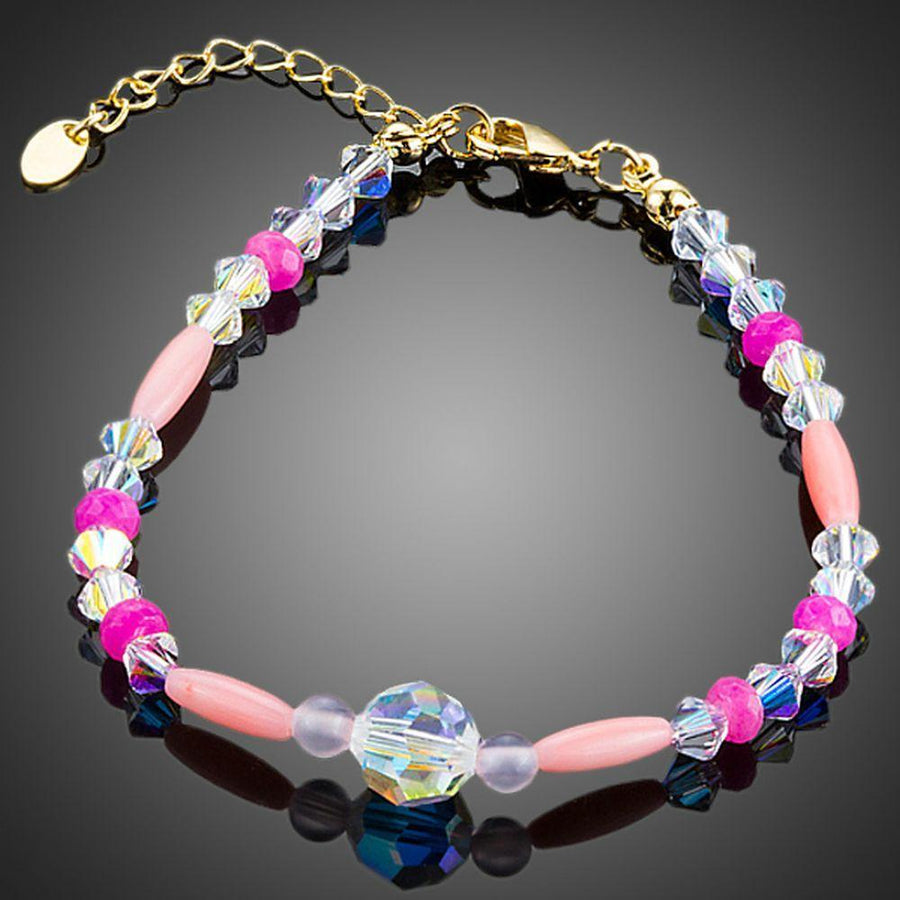 KHAISTA crystal beads lobster bracelet on white background