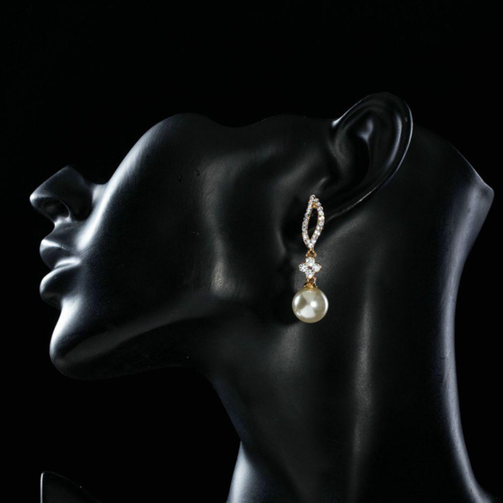 khaista crystal leaf design with pearl drop earrings mje0208 image 4