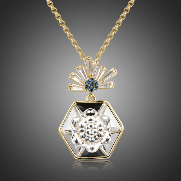 KHAISTA crystal pendant necklace for women on white background