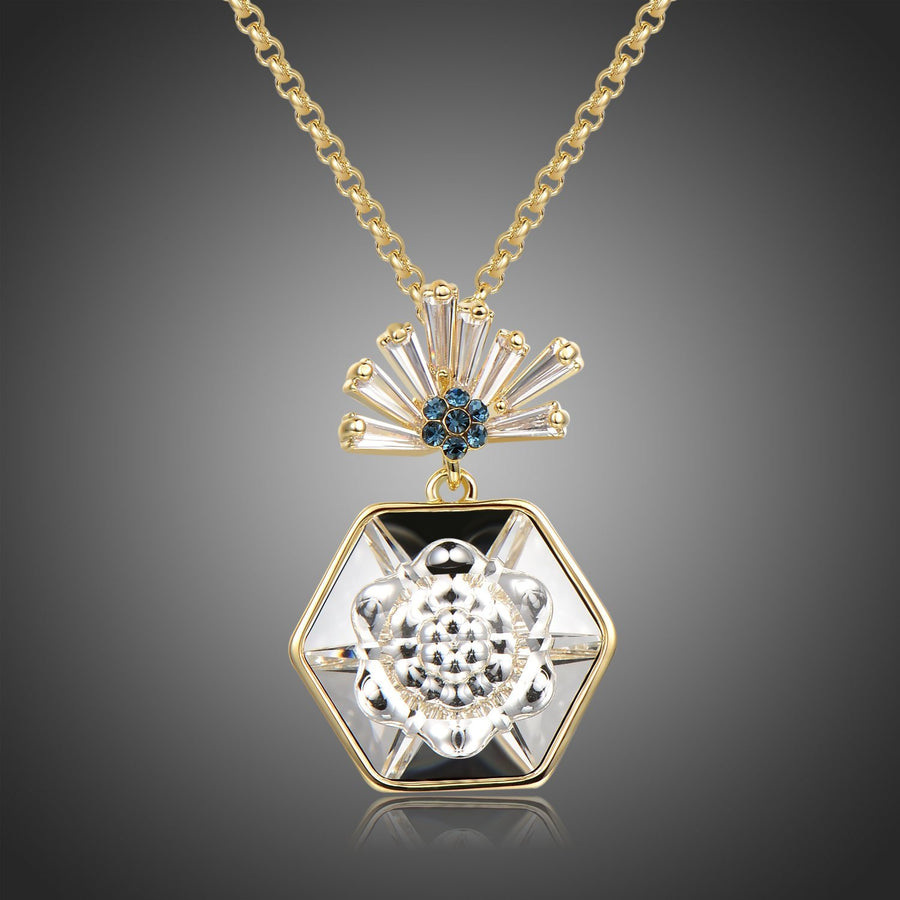 KHAISTA crystal pendant necklace for women on white background