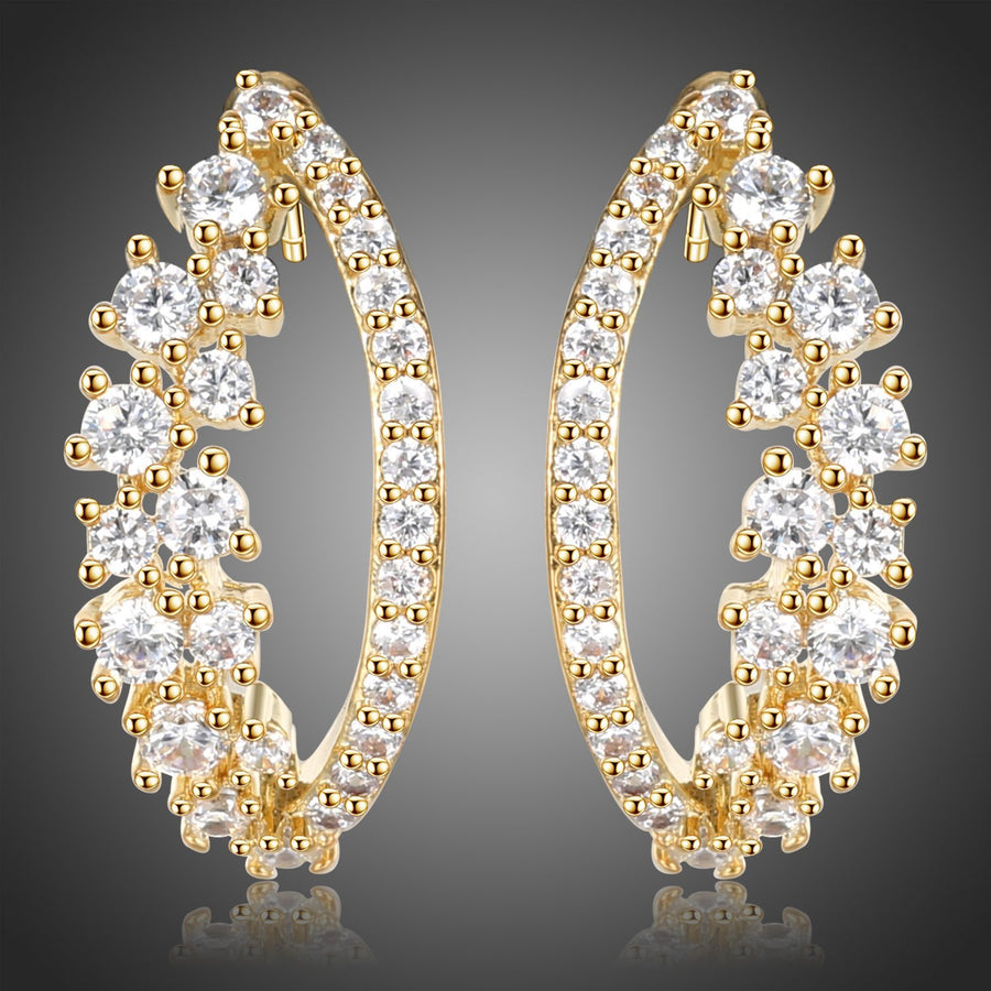 KHAISTA cubic zircon fashion earrings on white background