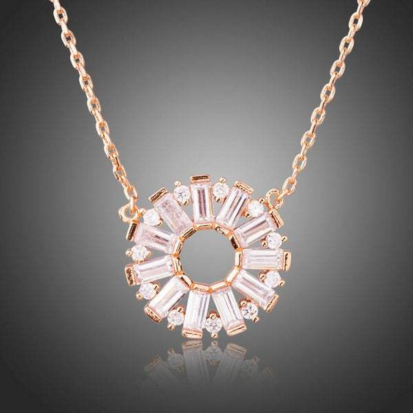 KHAISTA cubic zirconia chain necklace on white background