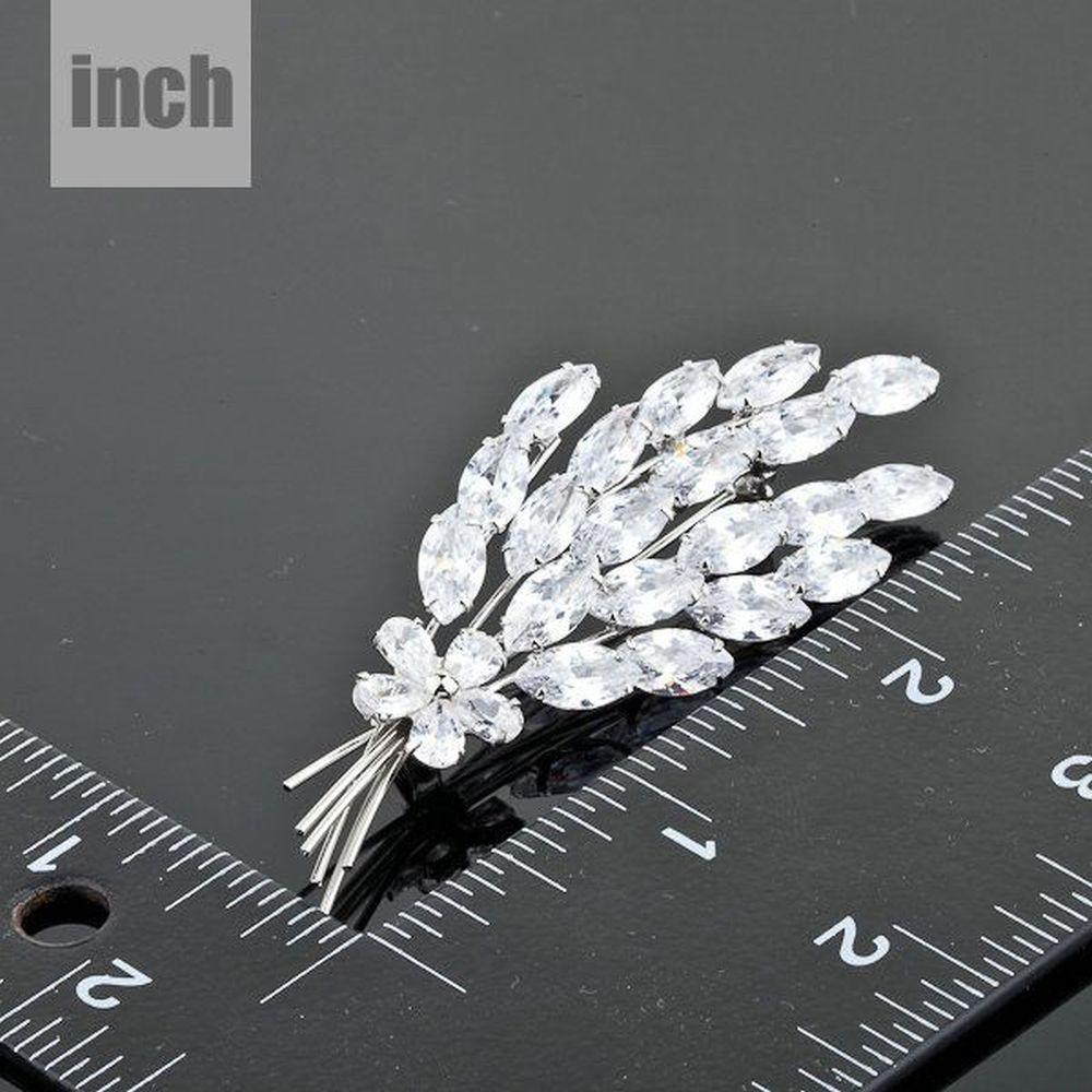 khaista cubic zirconia feather design brooch pin kbt0006 image 3