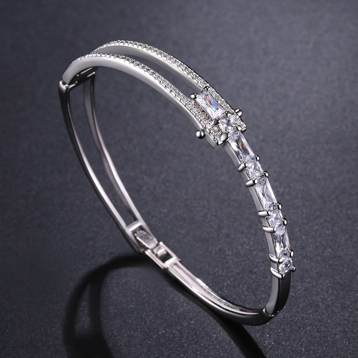 khaista cubic zirconia light tennis bangle kbq0103 image 4