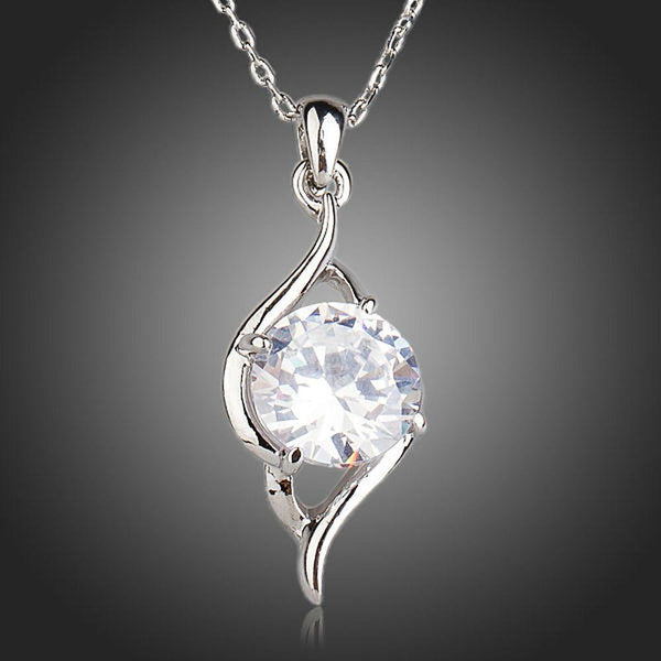 KHAISTA cubic zirconia pendant necklace on white background