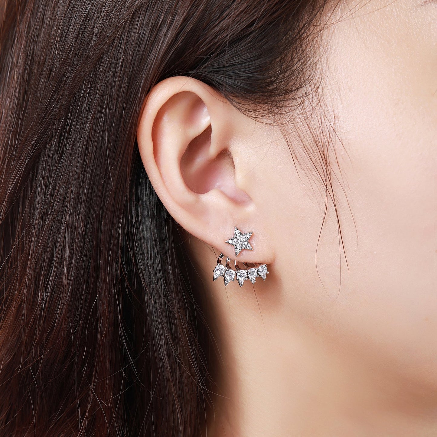 khaista cubic zirconia pentagram drop earrings kpe0354 image 4