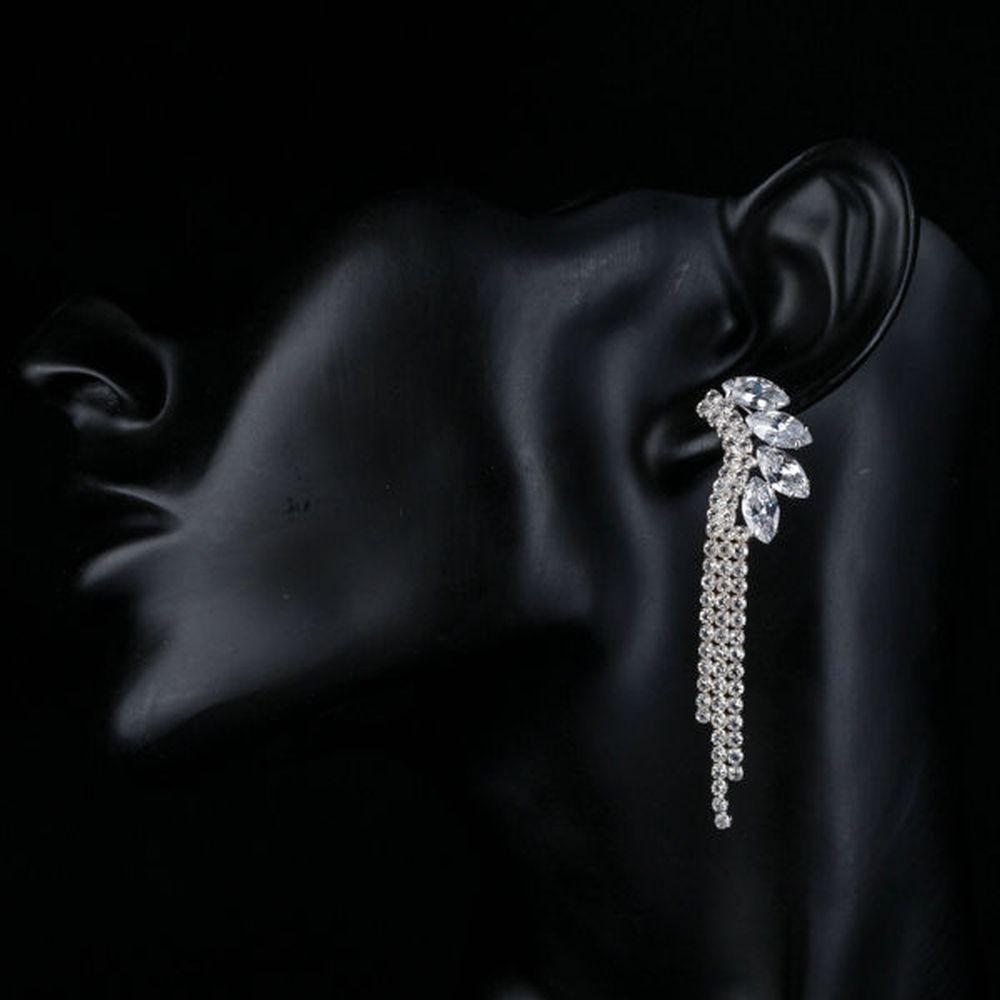 khaista dangling ear lobe cubic zirconia drop earrings mje0120 image 4