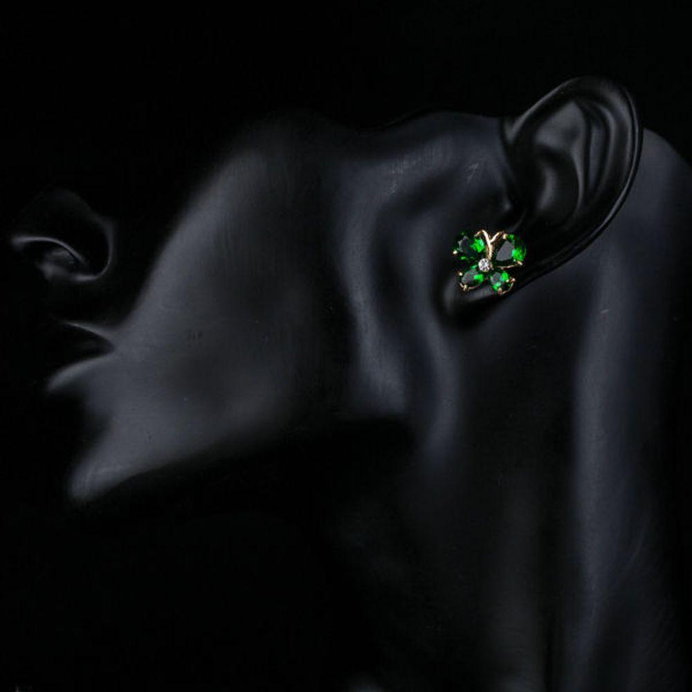 khaista dark green butterfly cubic zirconia stud earrings mje0143 image 4