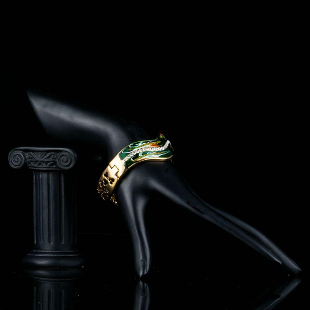 khaista dark green gold plated artistic bangle mb0064 image 4