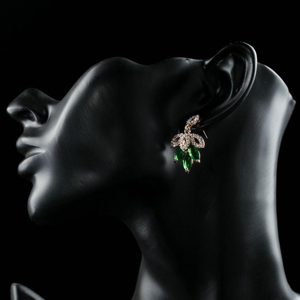 khaista dark green leaves design drop earrings mje0271 image 4
