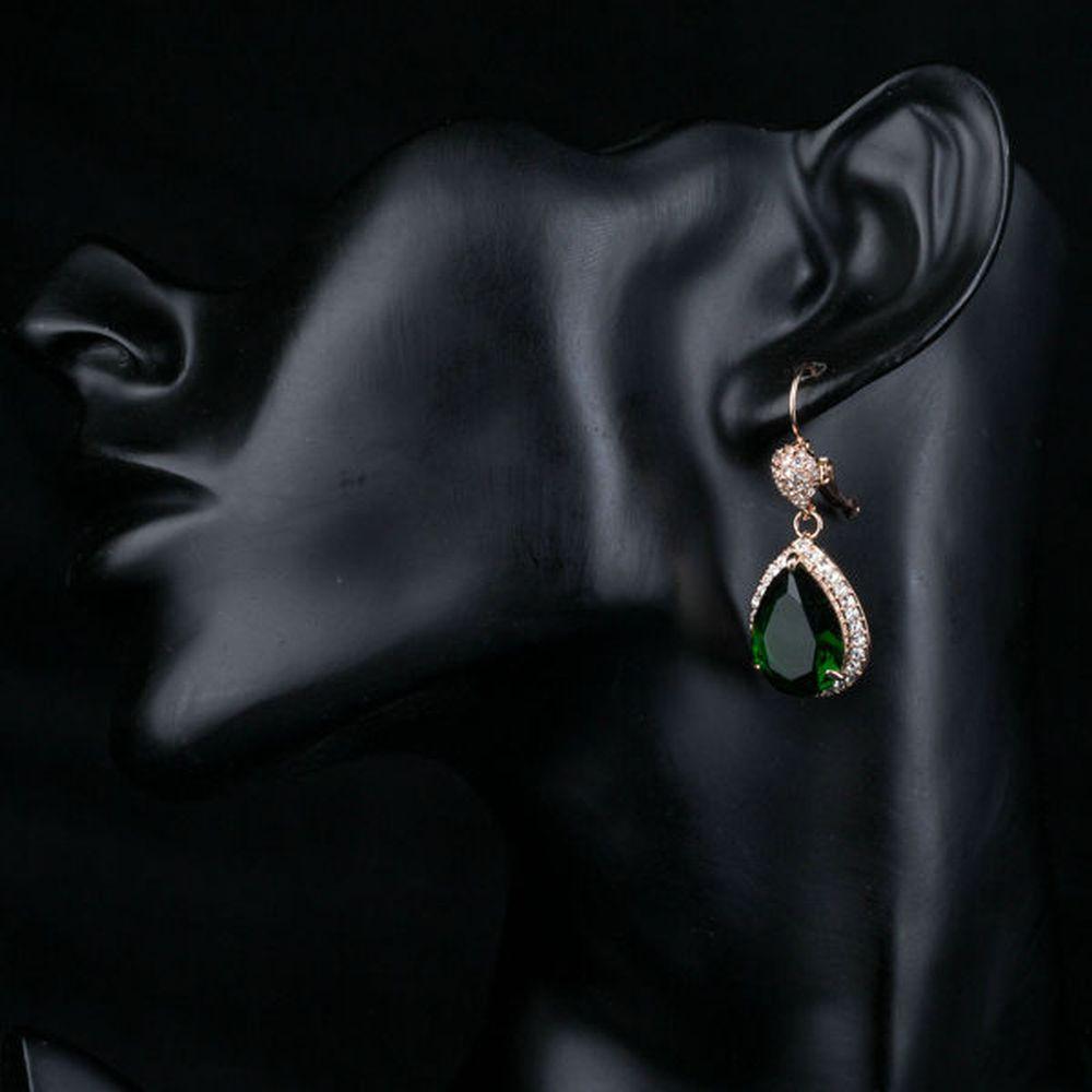 khaista dark green pear cut drop earrings me0157 image 4