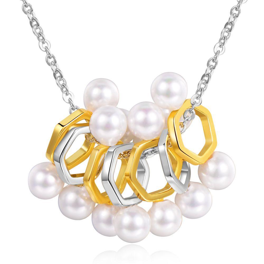 khaista designer geometric pearl silver necklace prn0260 image 5
