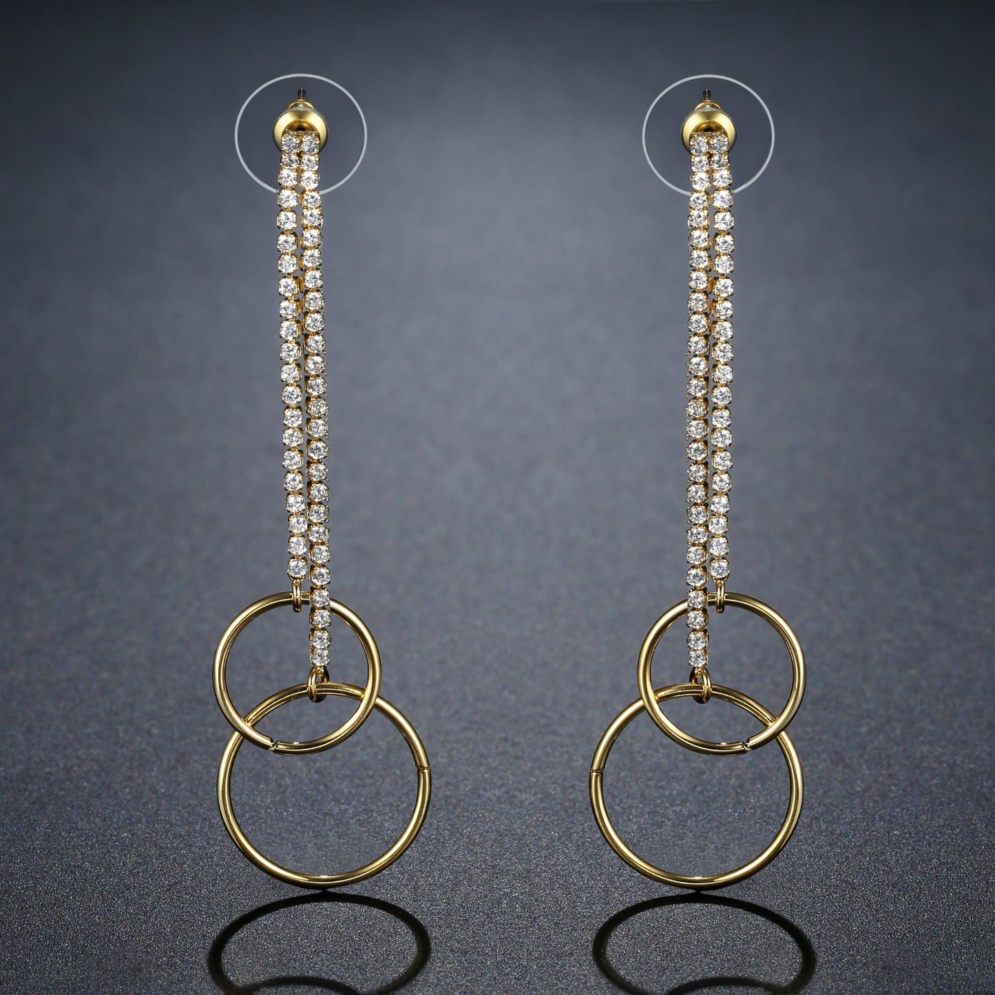 khaista double circle drop earrings kpe0397 image 4