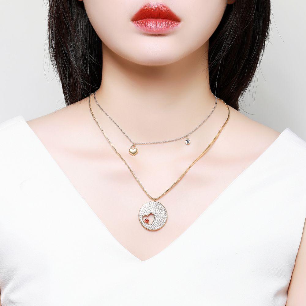 khaista double heart forever love gold cz necklace kfjn0287 image 5