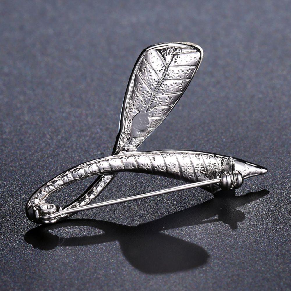 khaista double leaf blue austrian crystals brooch pin image 4