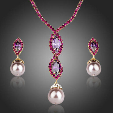 Elegant Pearl Necklace & Drop Earrings Set - KHAISTA Fashion Jewellery