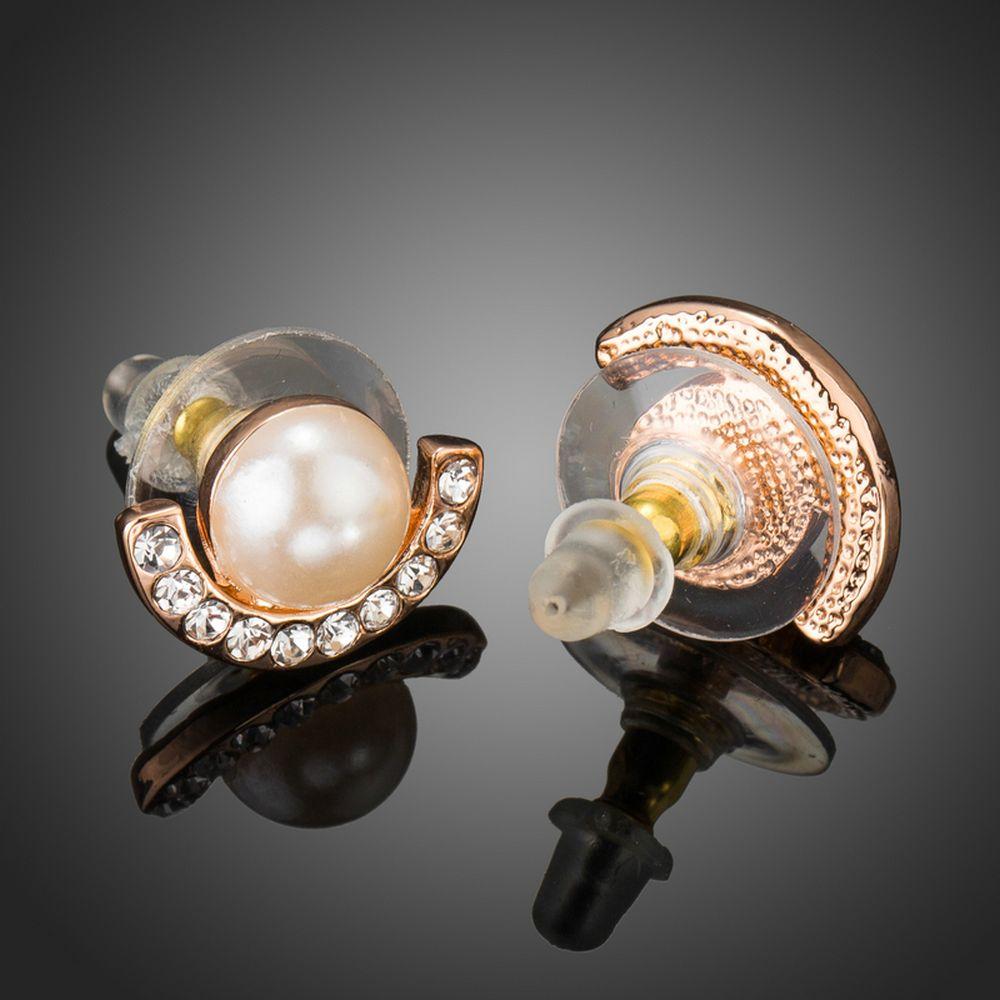 khaista fashion pearl half ellipse stud earring clear australian rhinestone image 4
