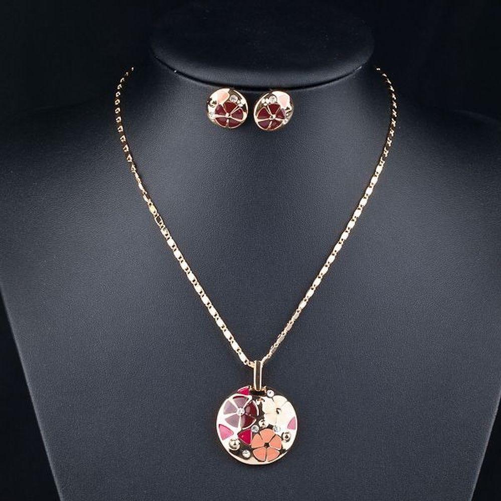 khaista floral stud earrings and pendant necklace set mjg0004 image 4