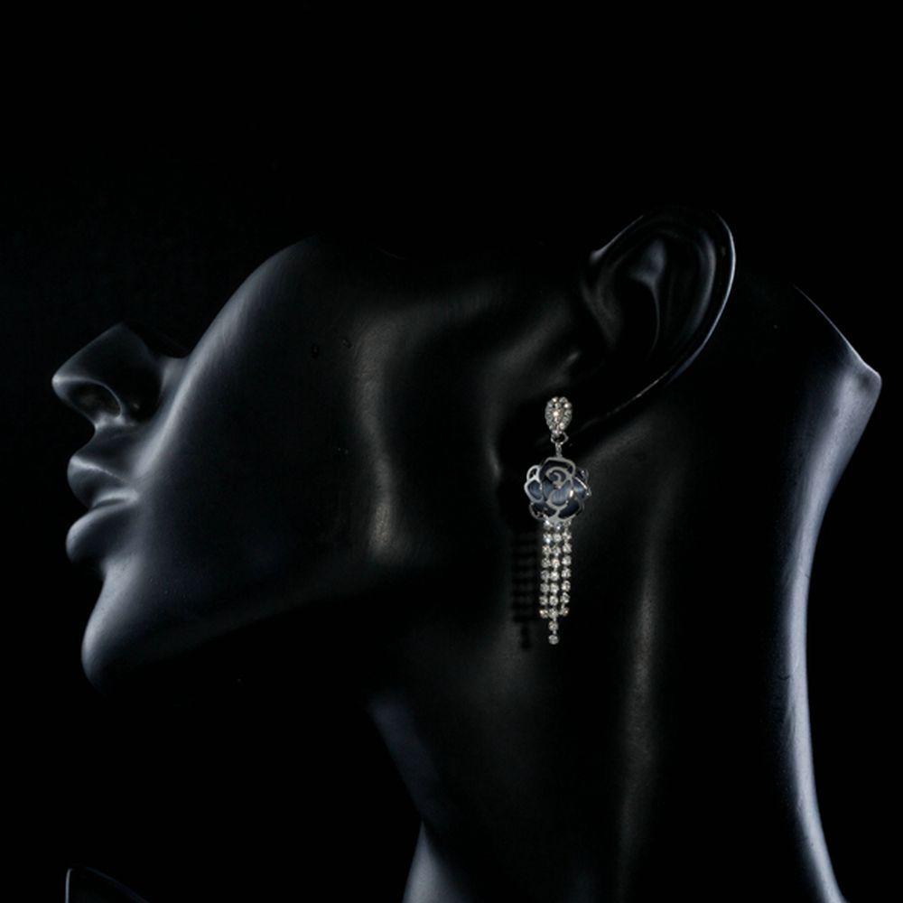 khaista flower crystal tassel drop earrings me0262 image 4