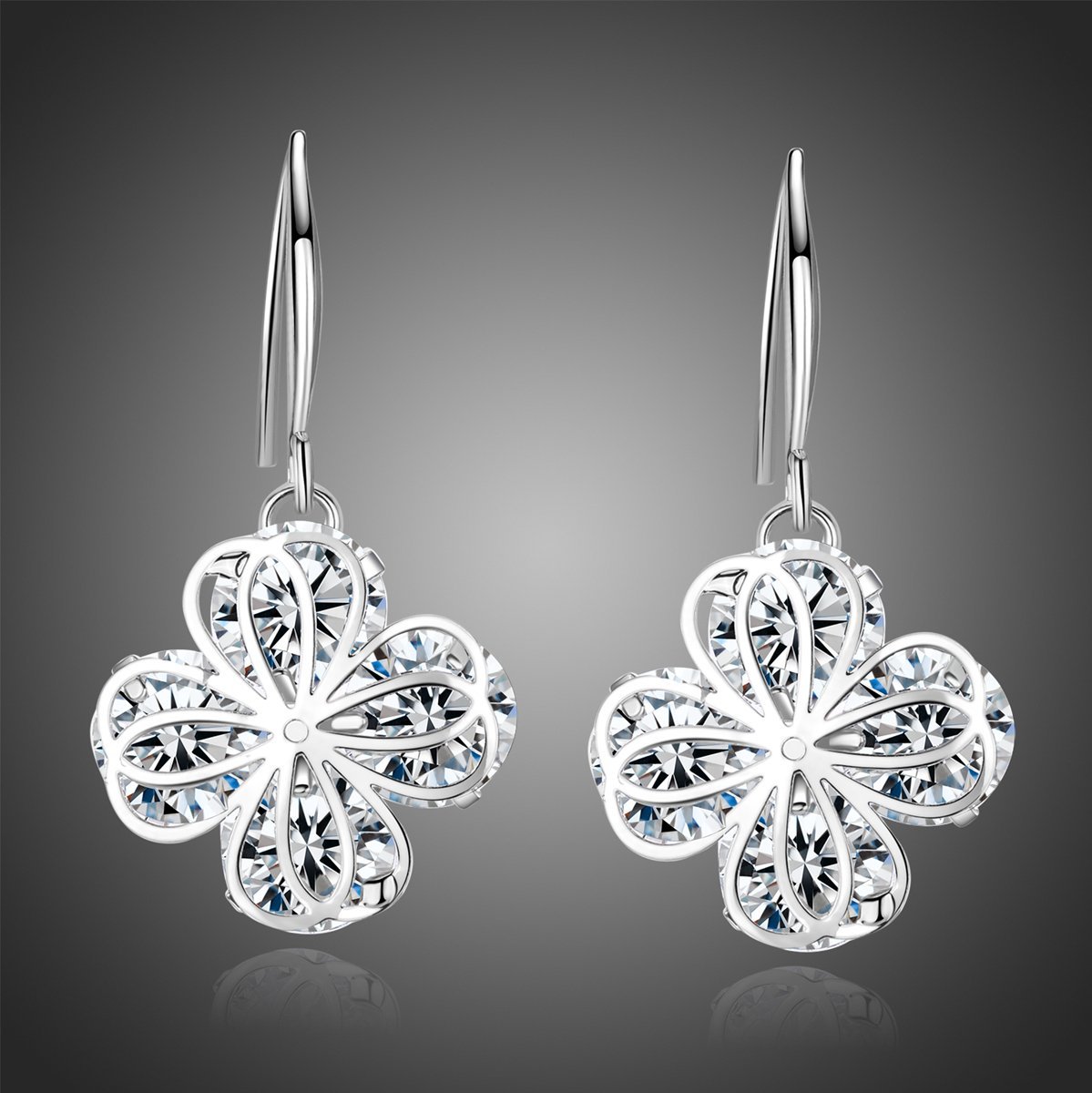 khaista flower cubic zirconia drop earrings kpe0330 image 4