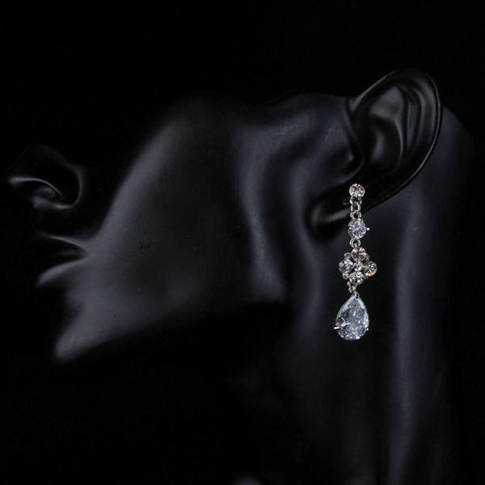 khaista flower design cubic zirconia drop earrings mje0159 image 4