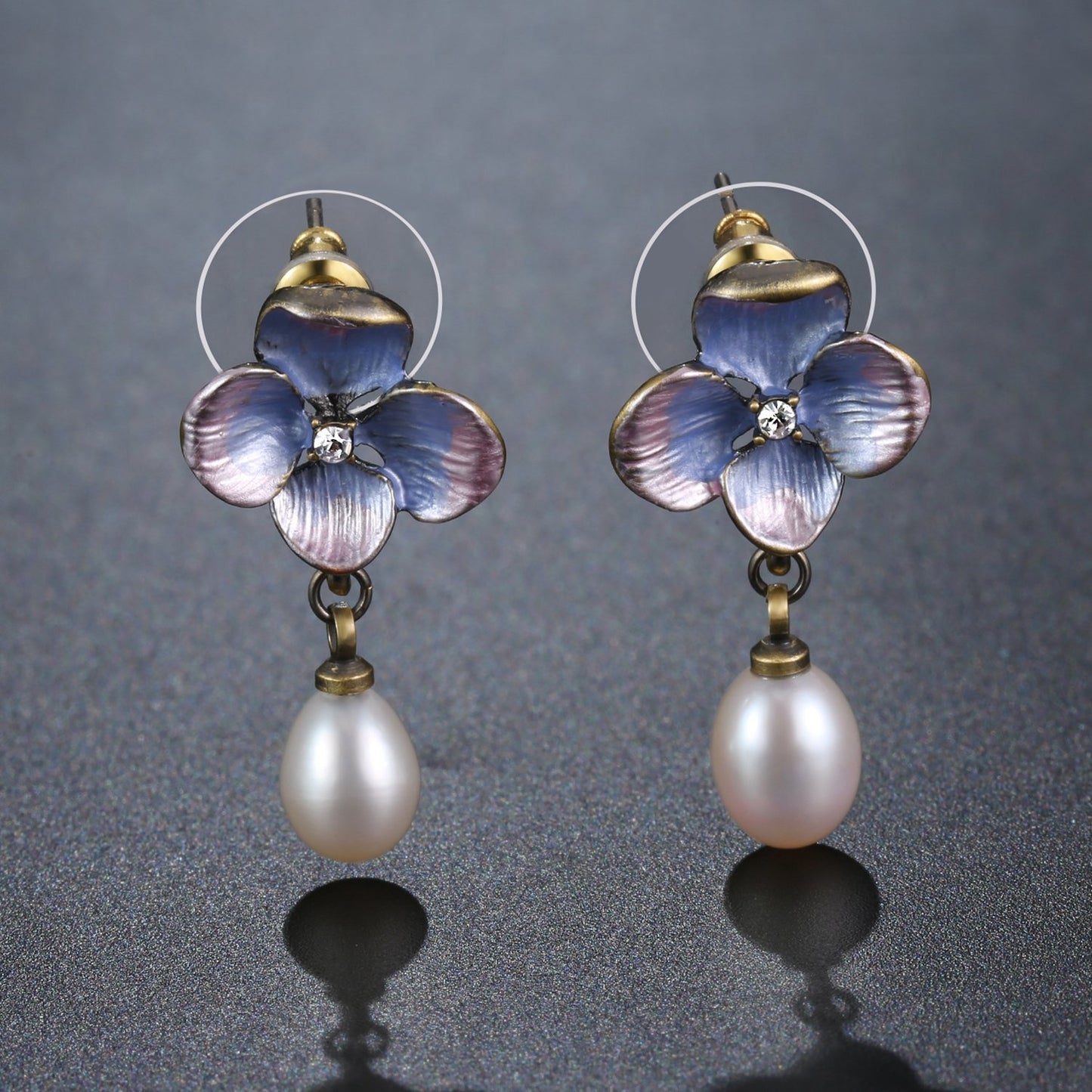 khaista flower pearl drop earrings kpe0363 image 4
