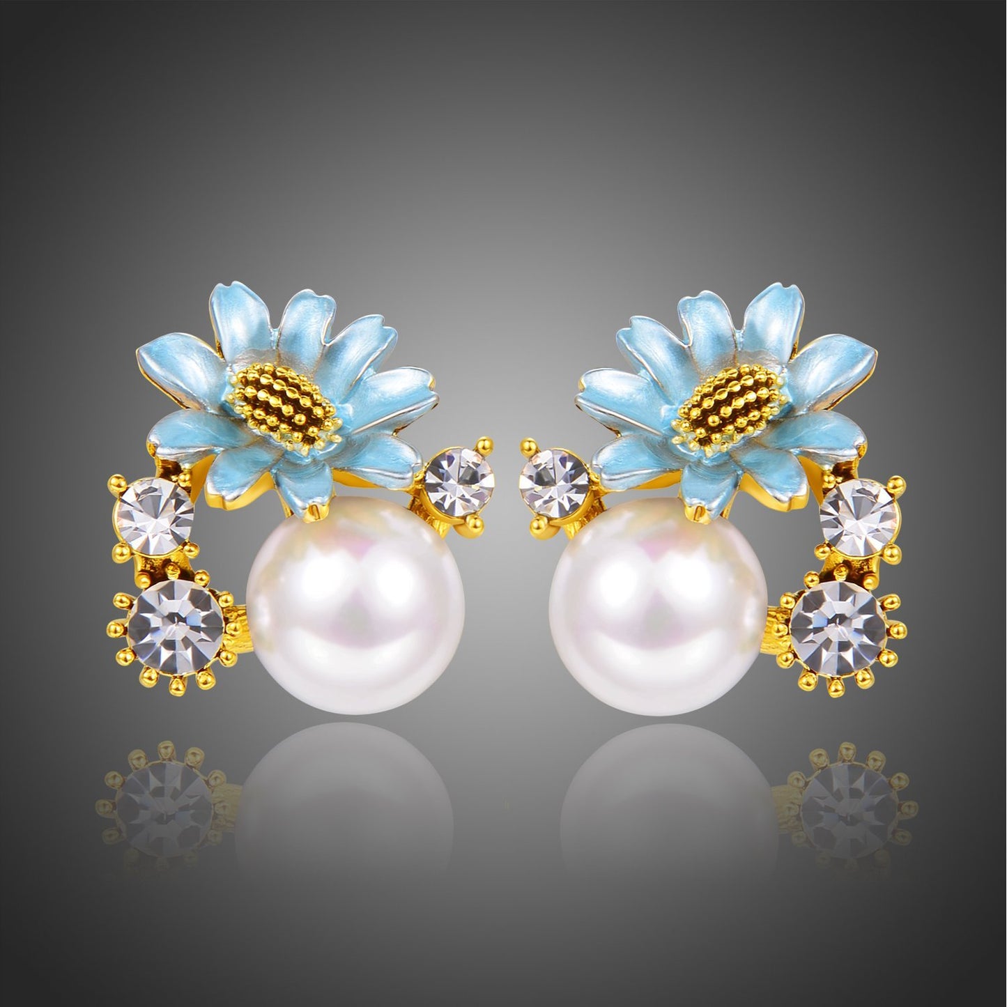 khaista flower pearl stud earrings kpe0352 image 4